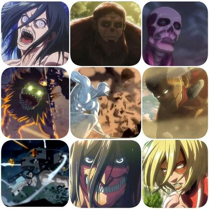 9 Titan Form types in Attack on Titan including Founding, Attack, and Armored Titan