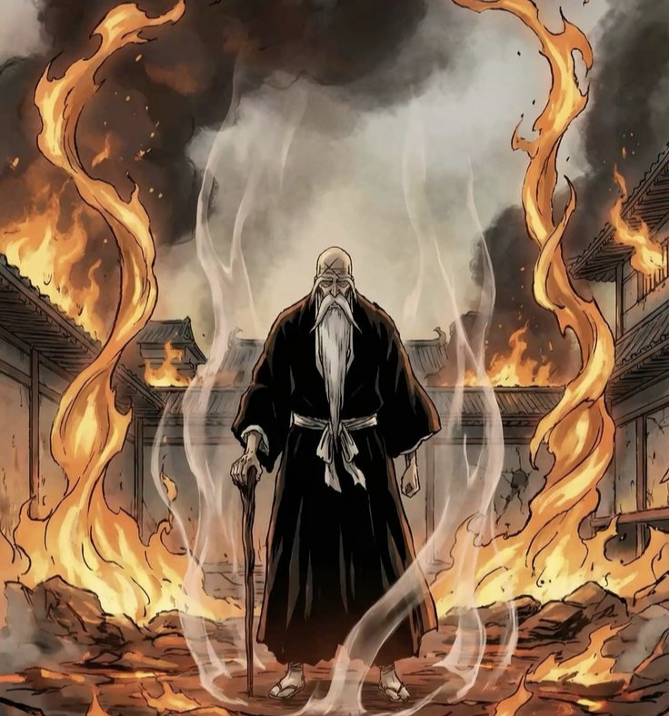 Bleach Soul Reaper unleashing Bankai with flames and spiritual energy